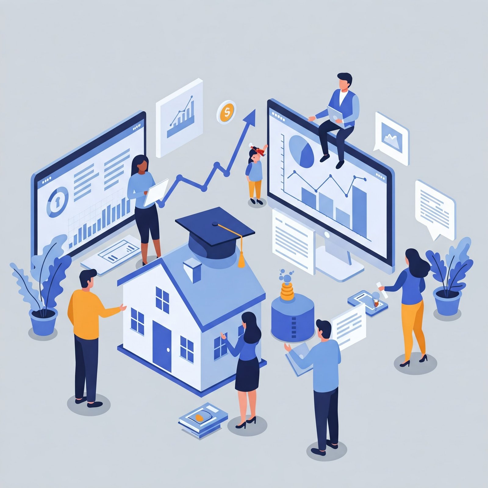 Illustration representing student registration or learning